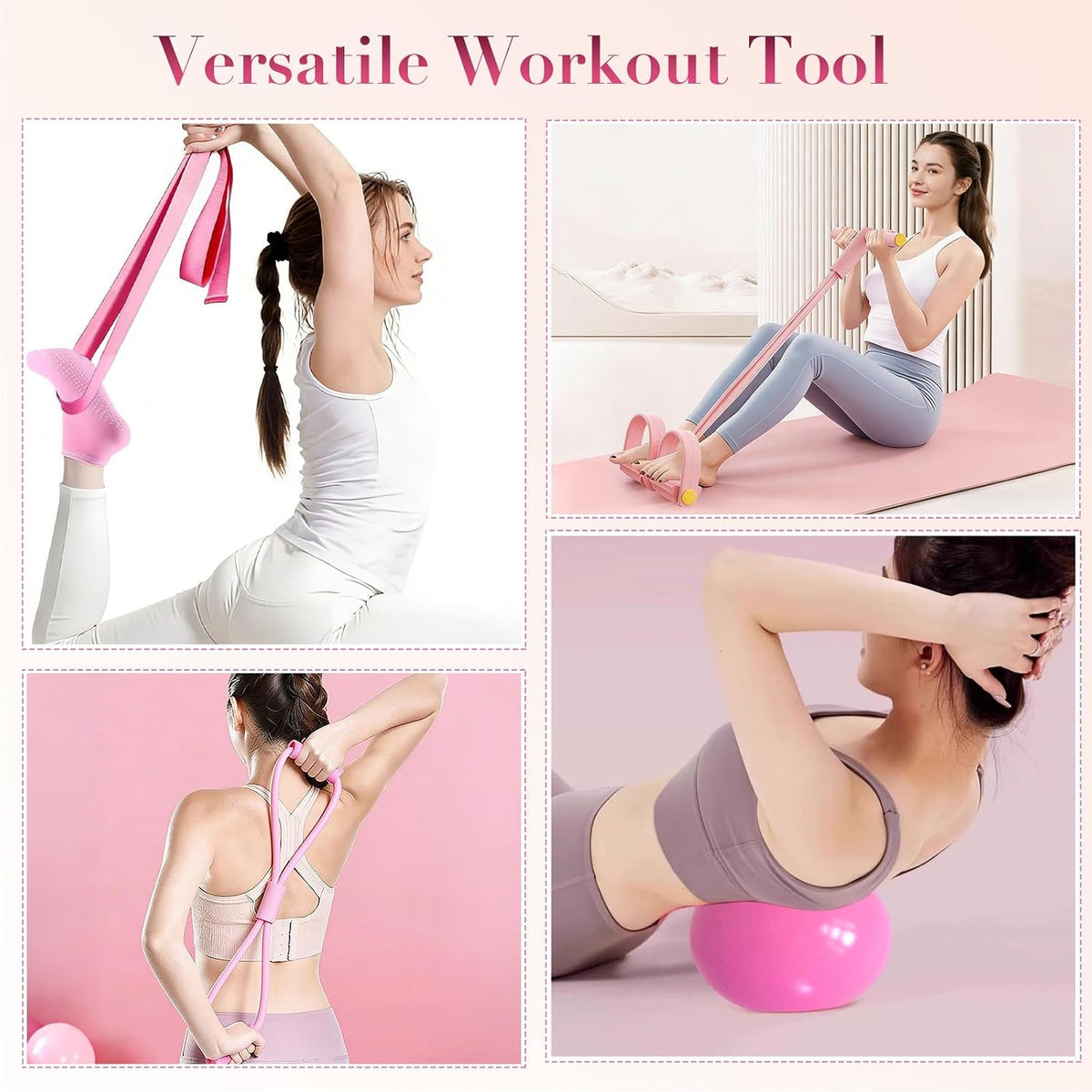 Pilates Kit for Women, 15-Piece Ultimate Pilates Set with Pink Pilates Ring, Ball, Resistance Bands & Essentials - Premium Home Workout Equipment for Full Body Sculpting & Toning, Beginner to Pros