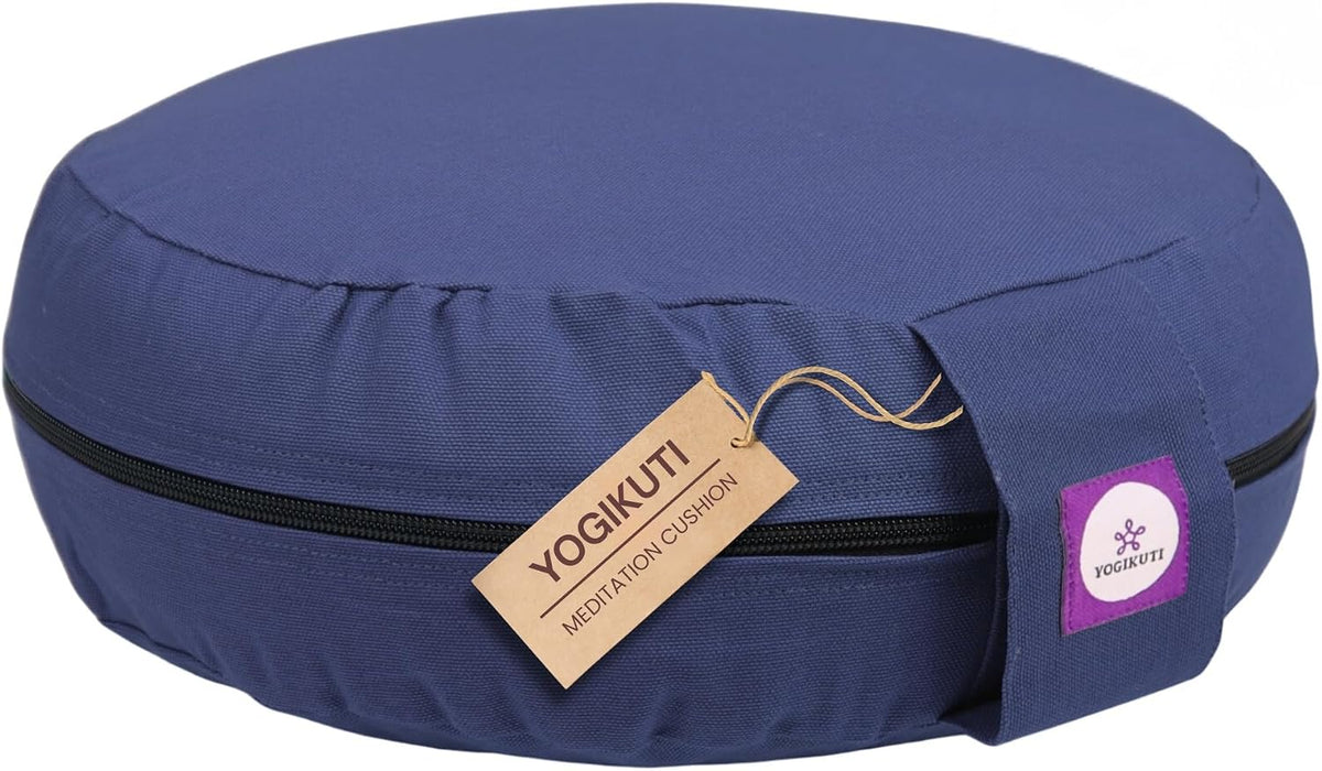 100% Cotton Meditation Cushion (Round) with Handle | Firm & Comfortable Yoga Cushion | Removable Washable Cover | Floor Seating Support for Meditation, Yoga & Pranayama