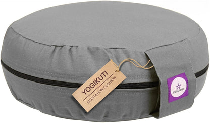100% Cotton Meditation Cushion (Round) with Handle | Firm & Comfortable Yoga Cushion | Removable Washable Cover | Floor Seating Support for Meditation, Yoga & Pranayama