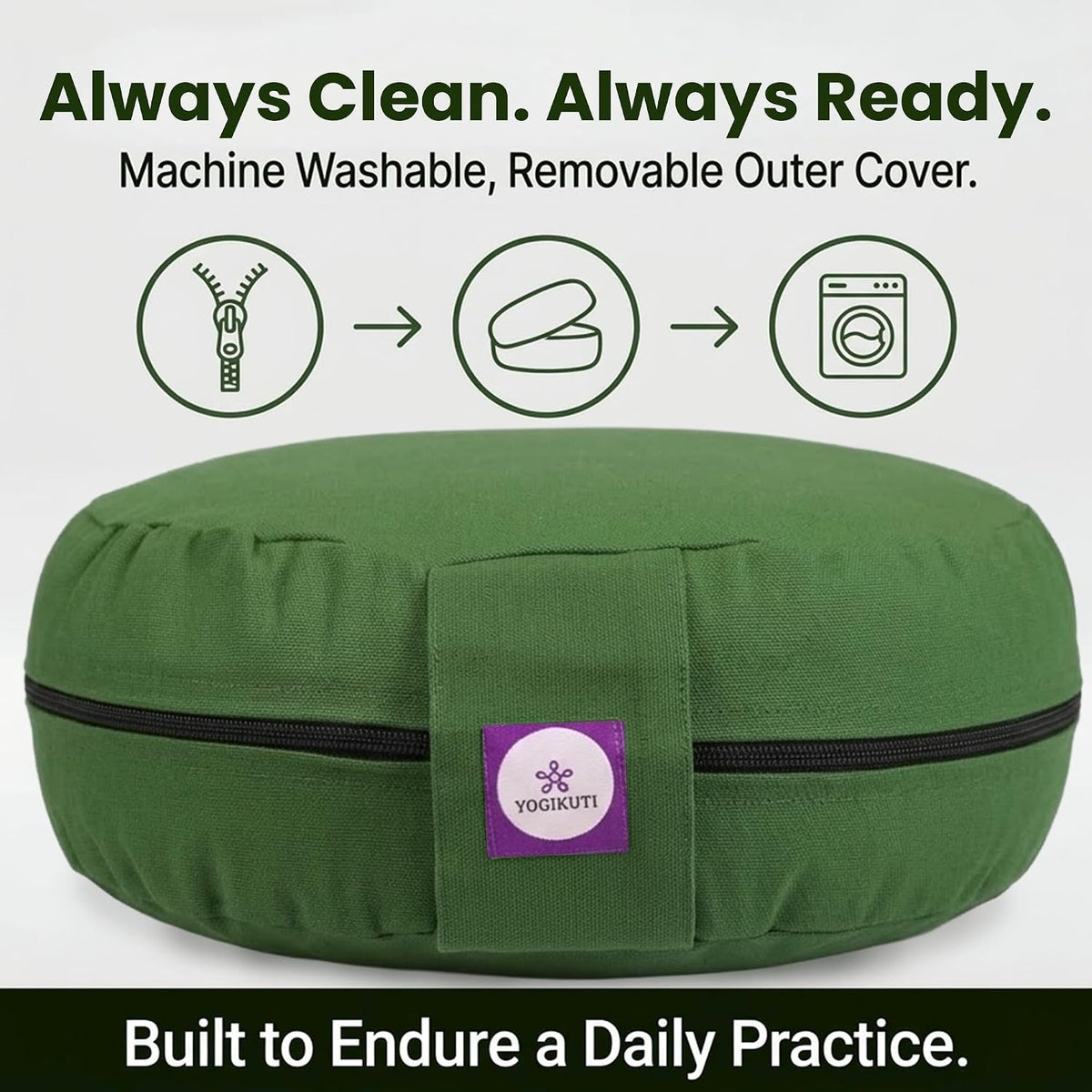 100% Cotton Meditation Cushion (Round) with Handle | Firm & Comfortable Yoga Cushion | Removable Washable Cover | Floor Seating Support for Meditation, Yoga & Pranayama