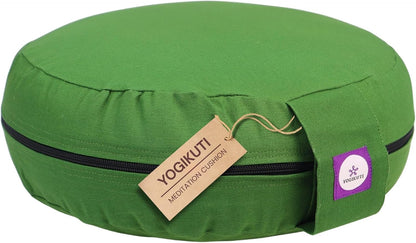 100% Cotton Meditation Cushion (Round) with Handle | Firm & Comfortable Yoga Cushion | Removable Washable Cover | Floor Seating Support for Meditation, Yoga & Pranayama