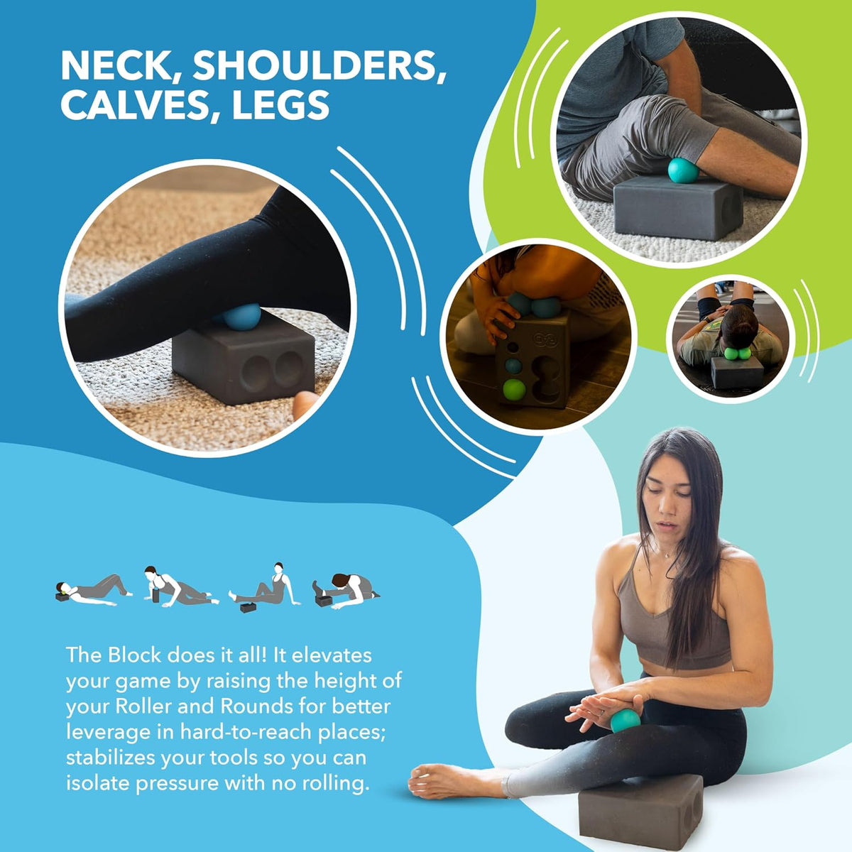 Block – Multi-Use EVA Foam Yoga Block with Storage for Massage Balls for Myofascial Release -Travel-Friendly Pilates & Exercise Prop for Elevation & Support