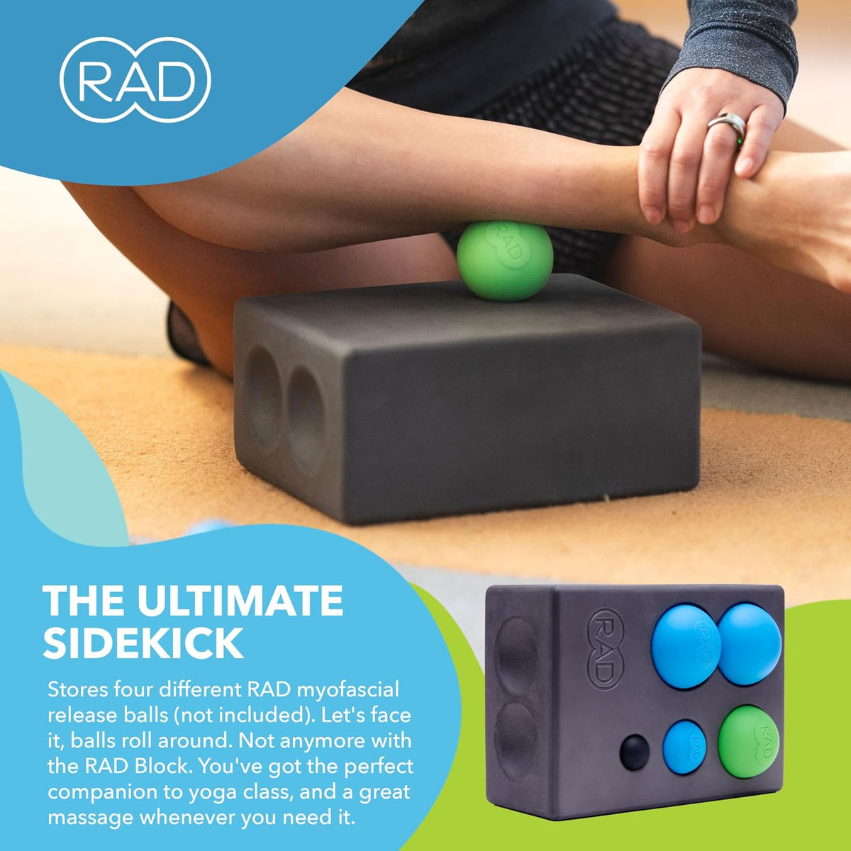 Block – Multi-Use EVA Foam Yoga Block with Storage for Massage Balls for Myofascial Release -Travel-Friendly Pilates & Exercise Prop for Elevation & Support