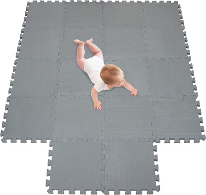 Foam Play Mat Thick Soft EVA Interlocking Foam Floor Mats Children Yoga Exercise Multi Jigsaw Puzzle Blocking Board Kids Playmats Play Grey L