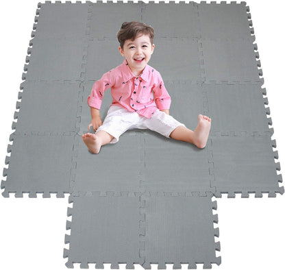Foam Play Mat Thick Soft EVA Interlocking Foam Floor Mats Children Yoga Exercise Multi Jigsaw Puzzle Blocking Board Kids Playmats Play Grey L