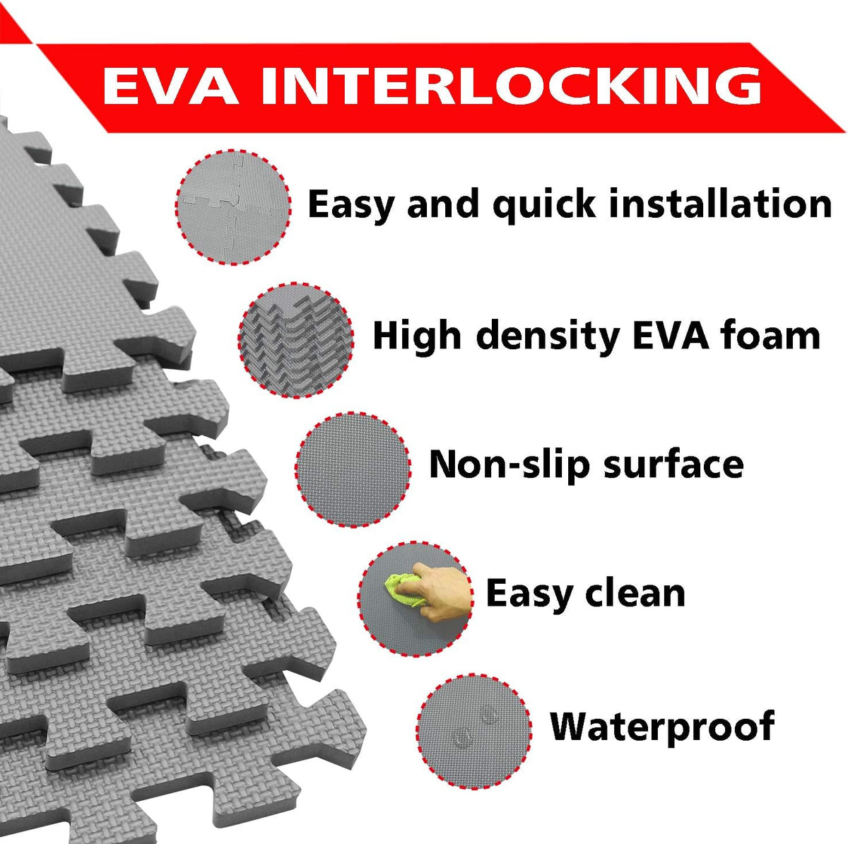 Foam Play Mat Thick Soft EVA Interlocking Foam Floor Mats Children Yoga Exercise Multi Jigsaw Puzzle Blocking Board Kids Playmats Play Grey L