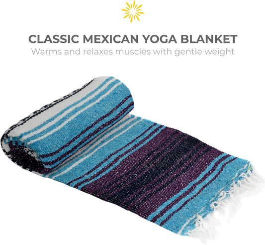 6 Piece Restorative Yoga Kit | Includes 1 Yoga Bolster (24"x12"x6"), 2 Blocks (4"x6"x 9"), 1 6ft D-Ring Strap, 1 Mexican Blanket, 1 Unscented Eye Pillow
