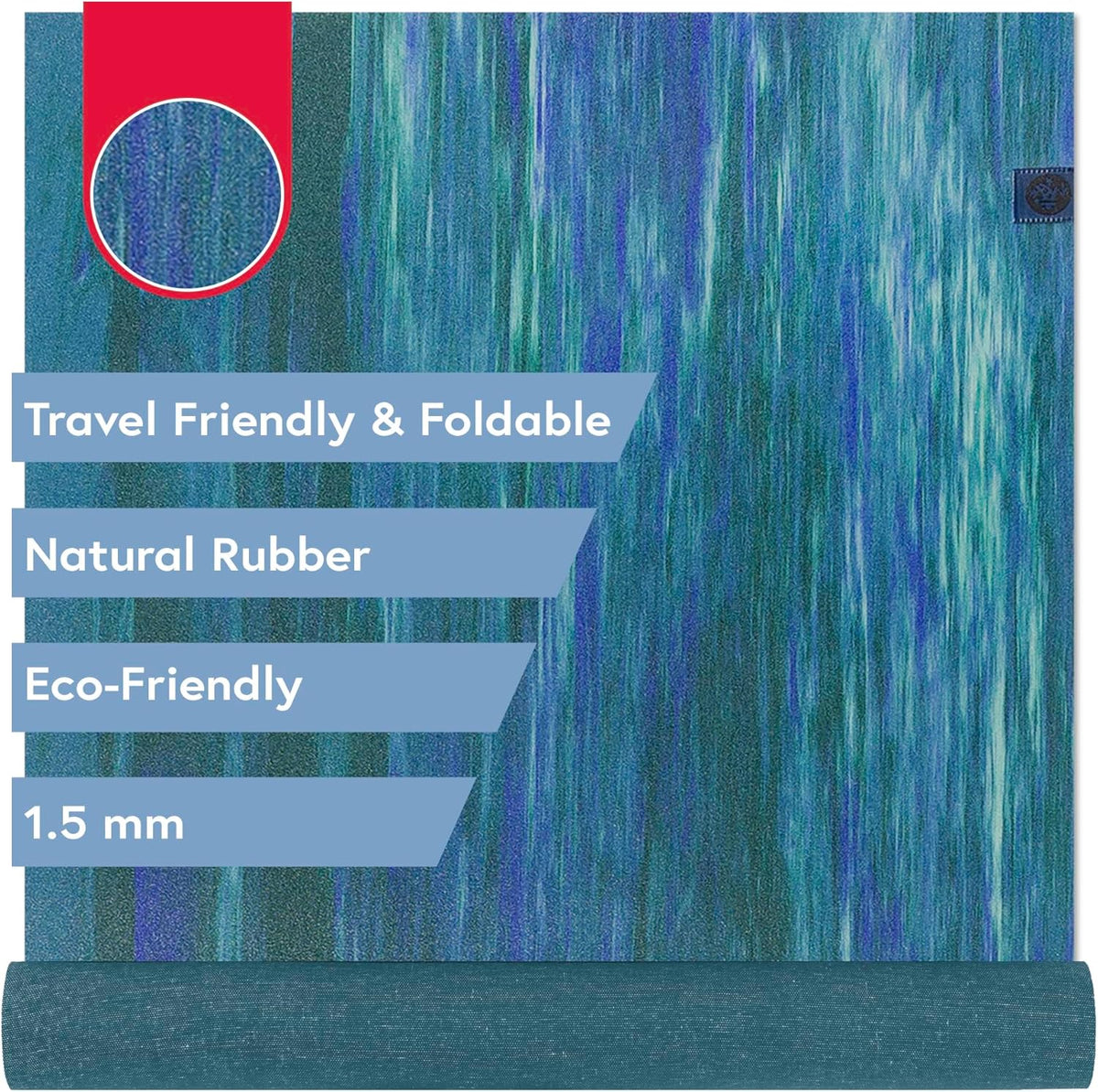 eKO SuperLite Yoga Mat - 1.5mm Natural Rubber | Foldable & Travel Friendly | Soft Textured Surface | Eco-friendly