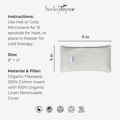 Organic Linen Eye Pillow - Lavender & Flaxseed for Relaxation, Yoga, Stress Relief - Microwavable Heating Pad & Cool Compress - Made in USA - Gifts for Meditation
