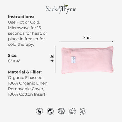Organic Linen Eye Pillow - Lavender & Flaxseed for Relaxation, Yoga, Stress Relief - Microwavable Heating Pad & Cool Compress - Made in USA - Gifts for Meditation