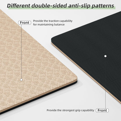 Yoga Mat Thick（8mm）Exercise Mat Non Slip Anti-tear,Pilates Mat for Men and Women,Workout Mats for Home,Barefoot Workouts and Floor Exercise,with Carrier Strap(71"x 24")