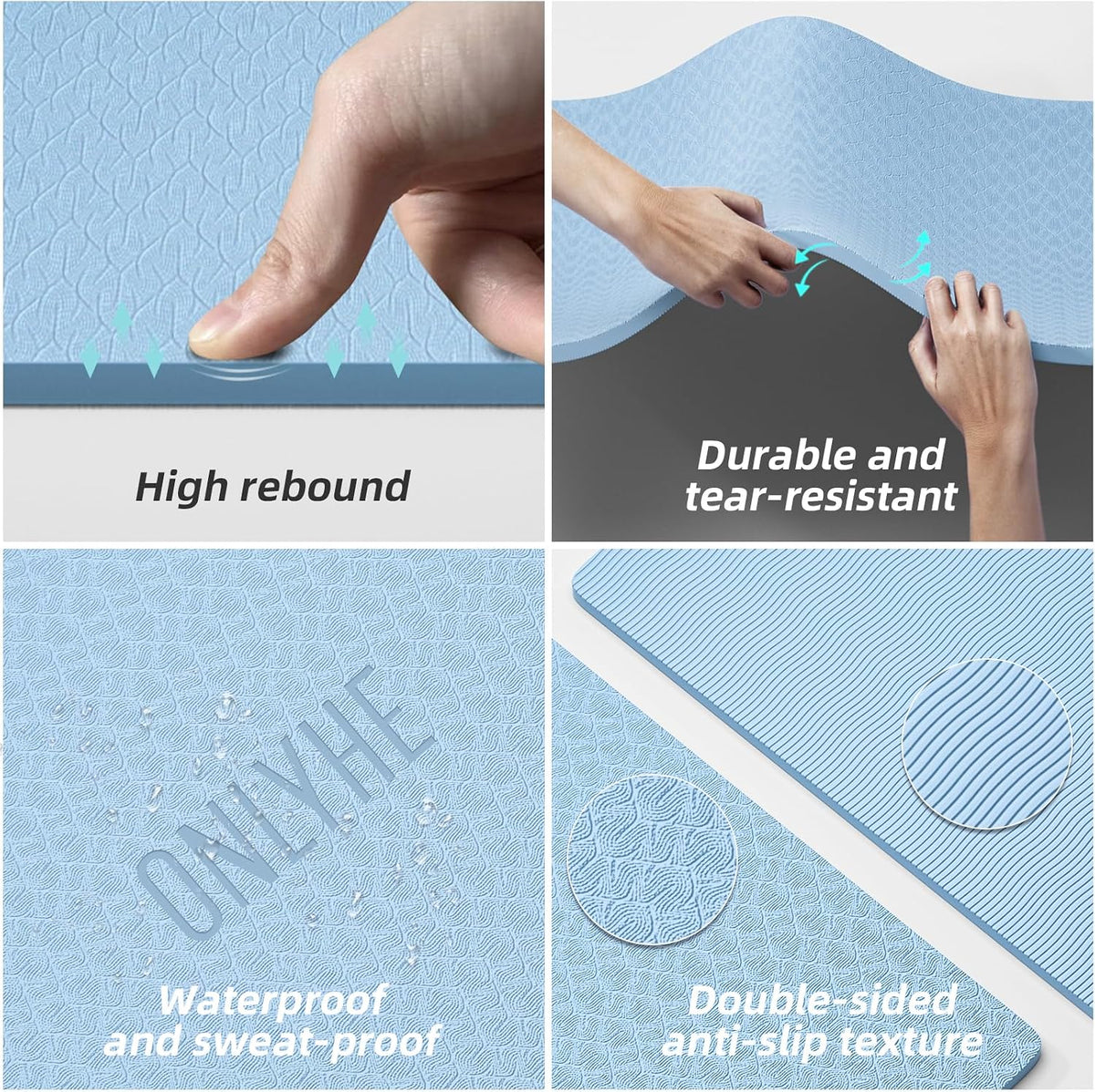 Yoga Mat Thick（8mm）Exercise Mat Non Slip Anti-tear,Pilates Mat for Men and Women,Workout Mats for Home,Barefoot Workouts and Floor Exercise,with Carrier Strap(71"x 24")