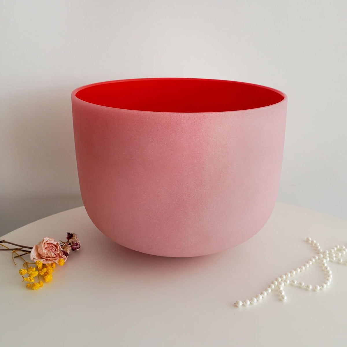 8 Inch A Note Third Eye Chakra Rianbow Color Frosted Quartz Crystal Singing Bowl with Carrying Case for Yoga Sound Musical Instrument