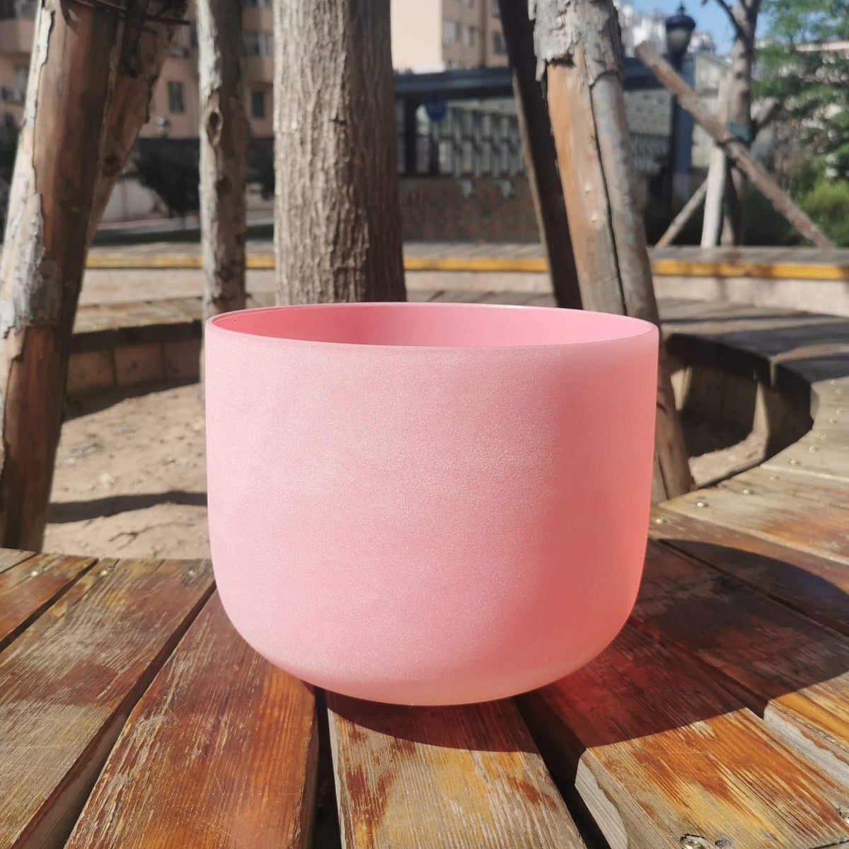 8 Inch A Note Third Eye Chakra Rianbow Color Frosted Quartz Crystal Singing Bowl with Carrying Case for Yoga Sound Musical Instrument