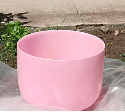 8 Inch A Note Third Eye Chakra Rianbow Color Frosted Quartz Crystal Singing Bowl with Carrying Case for Yoga Sound Musical Instrument