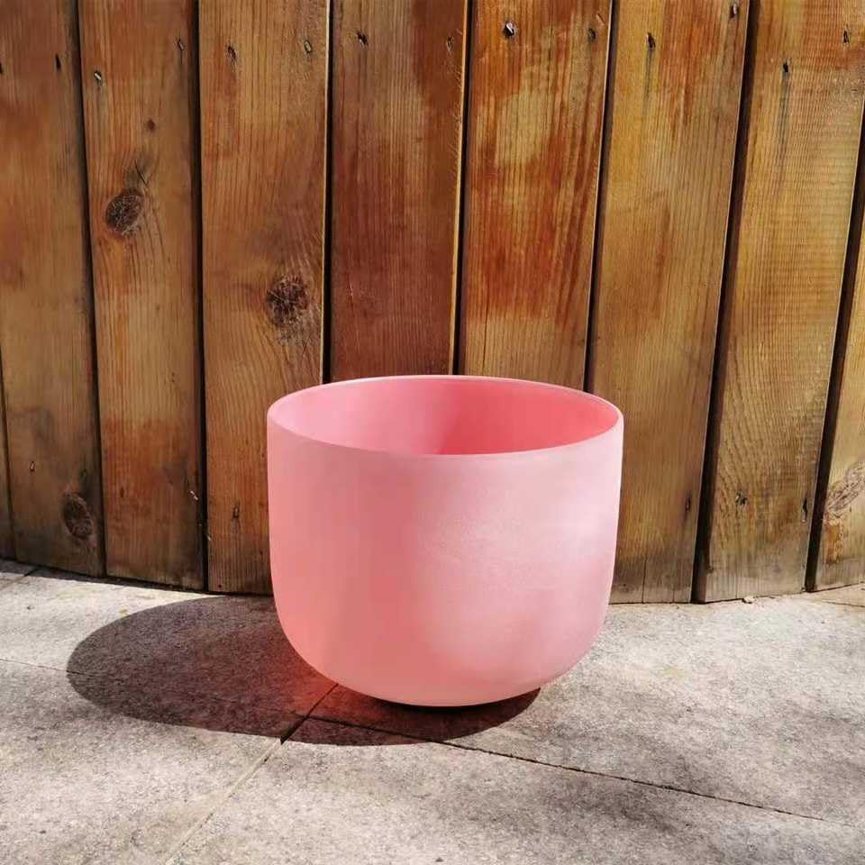 8 Inch A Note Third Eye Chakra Rianbow Color Frosted Quartz Crystal Singing Bowl with Carrying Case for Yoga Sound Musical Instrument