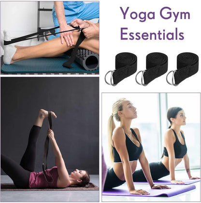 50 Pcs Yoga Strap for Stretching Bulk 6ft Exercise Stretch Band with Metal D Ring Adjustable Pilates Non Elastic Yoga Belt for Women Men Physical Fitness Gym Workout Dance (Black)