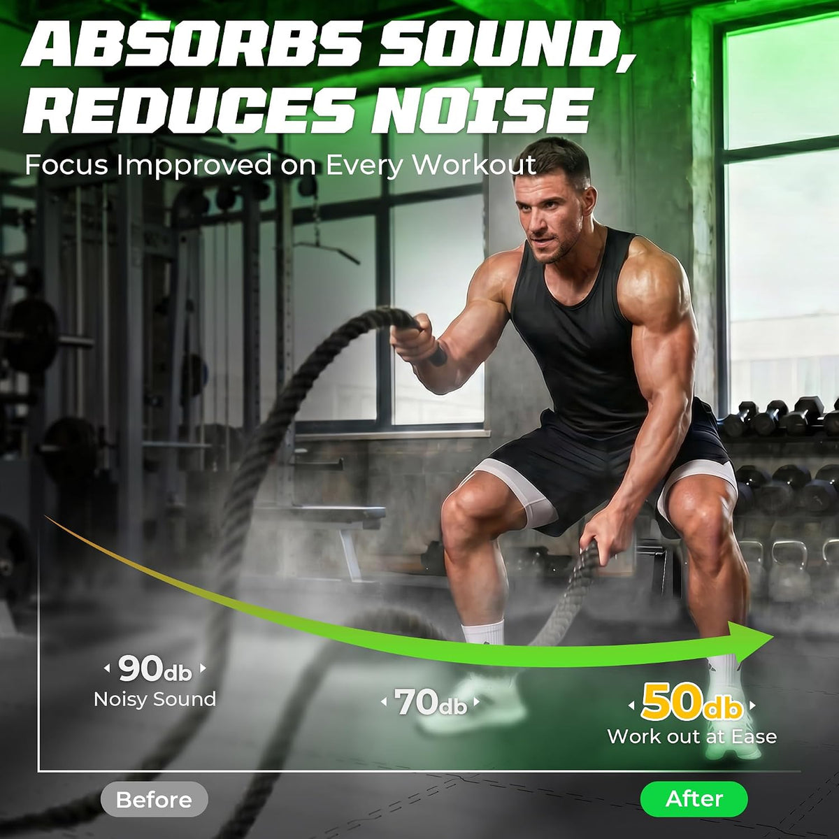 0.56" Rubber Top Gym Flooring, Heavy Duty Gym Mats for Home Gym