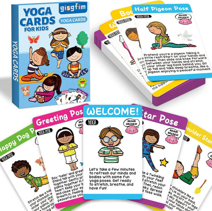 Yoga Cards 30 Yoga Poses Fun Cartoon Workout Positions Flash Cards for Home Gym Use Beginners Advanced Learners Educational Activities Memory Game Promotes Mindfulness and Relaxation