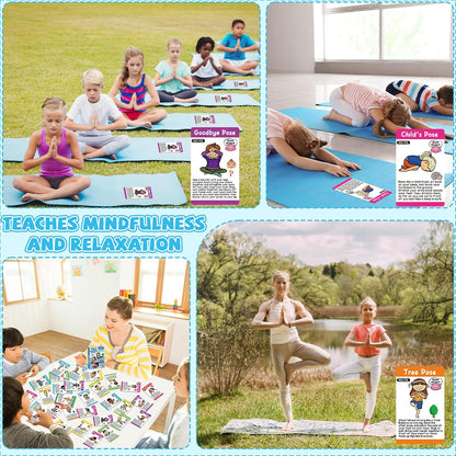Yoga Cards 30 Yoga Poses Fun Cartoon Workout Positions Flash Cards for Home Gym Use Beginners Advanced Learners Educational Activities Memory Game Promotes Mindfulness and Relaxation