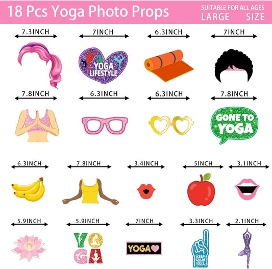 Yoga Party Decorations Birthday Photo Booth Props Sports Fitness Funny Photo Booth Props Kits for Women Girls Classroom Party Decoration Supplies