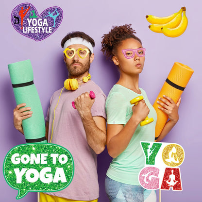 Yoga Party Decorations Birthday Photo Booth Props Sports Fitness Funny Photo Booth Props Kits for Women Girls Classroom Party Decoration Supplies