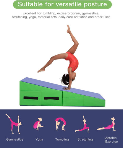 Gymnastics Wedge Mats for Tumbling,48x24 Inch Gymnastics Cheese Mat with Non-Slip,EPE Foam for Exercise,Tumbling,Yoga