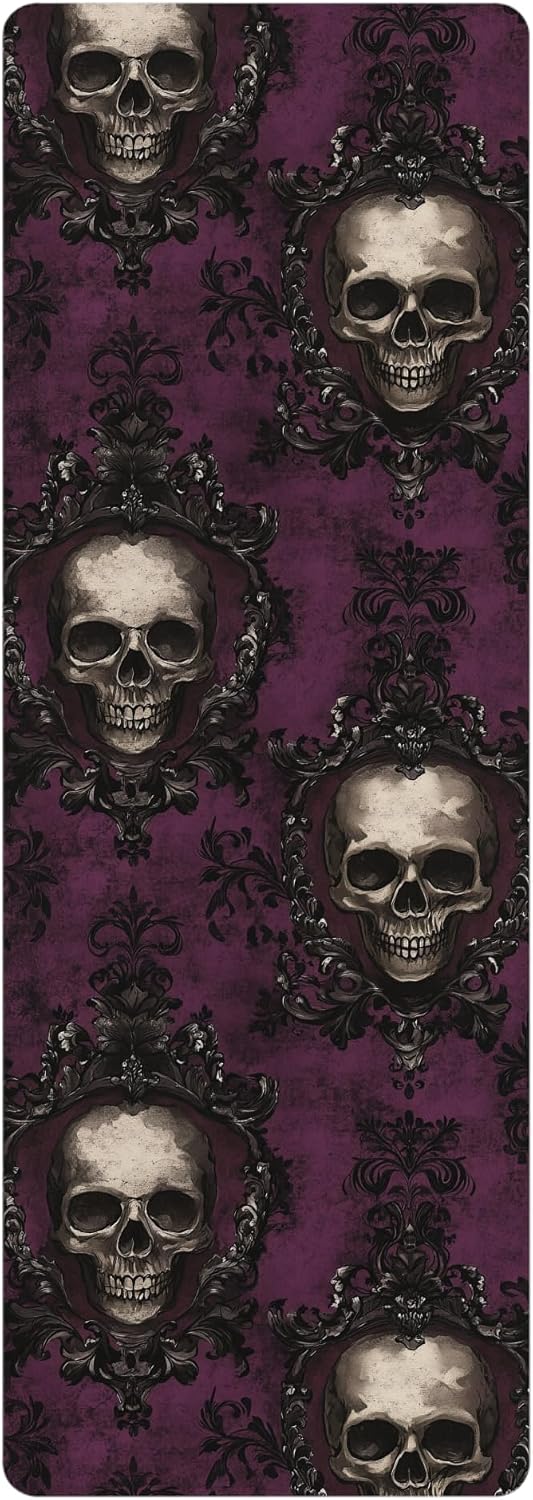 Gothic Skull Yoga Mat Unique Fitness, Perfect for Yoga Lovers, Halloween, Home Decor, Gothic
