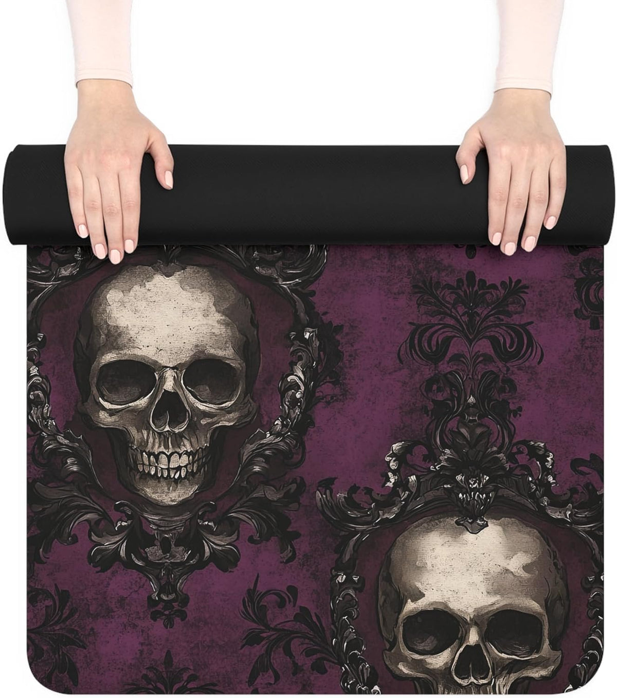 Gothic Skull Yoga Mat Unique Fitness, Perfect for Yoga Lovers, Halloween, Home Decor, Gothic