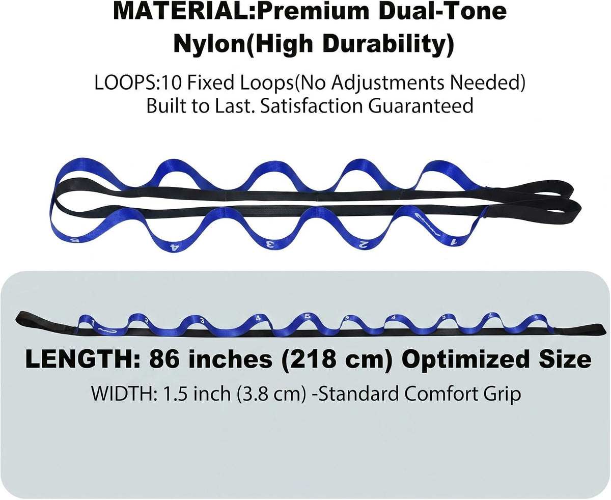 Stretching Strap with Loops for Physical Therapy,Knee,Calf,Back