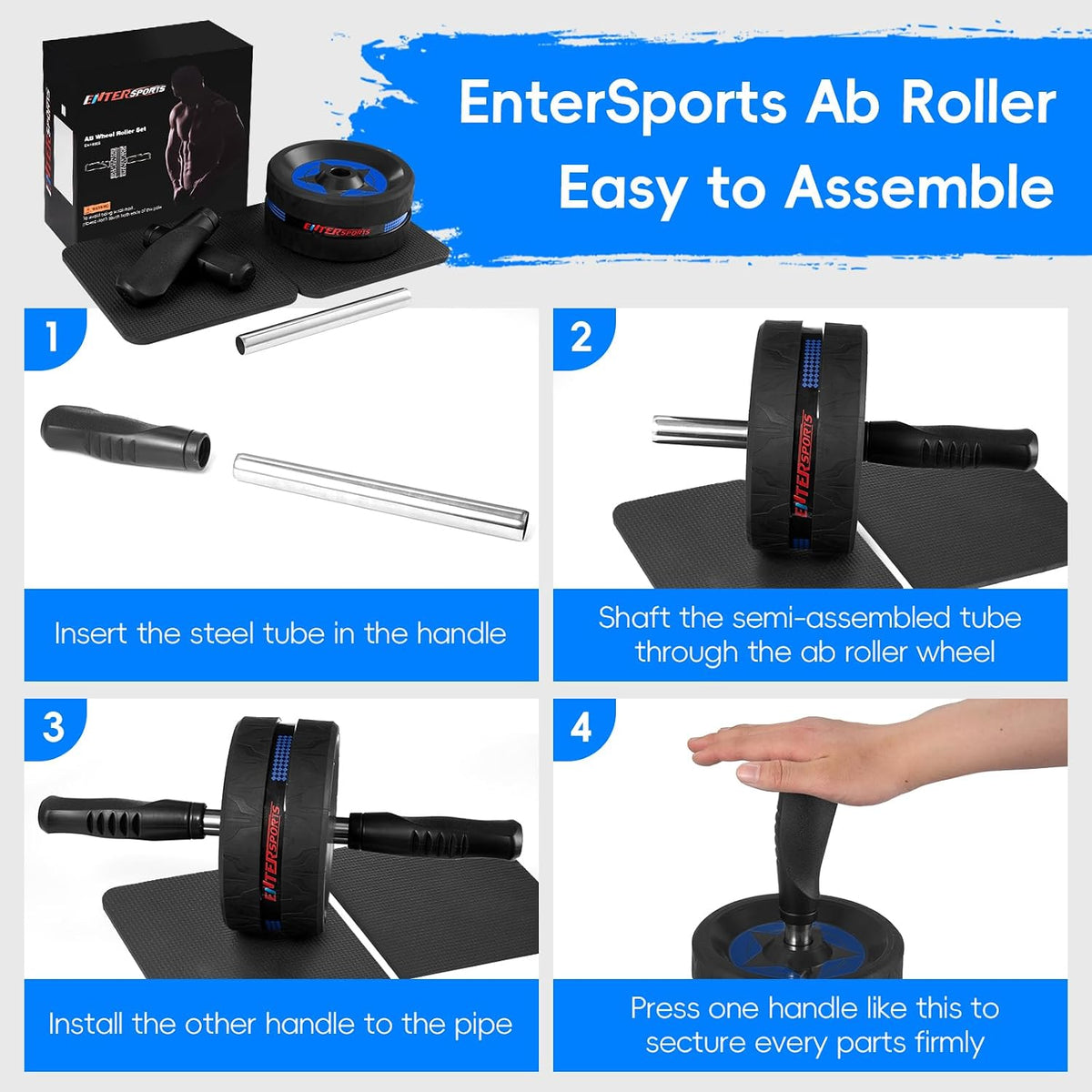 Ab Roller Wheel for Abs Workout with 2 Knee Pads for Home Gym