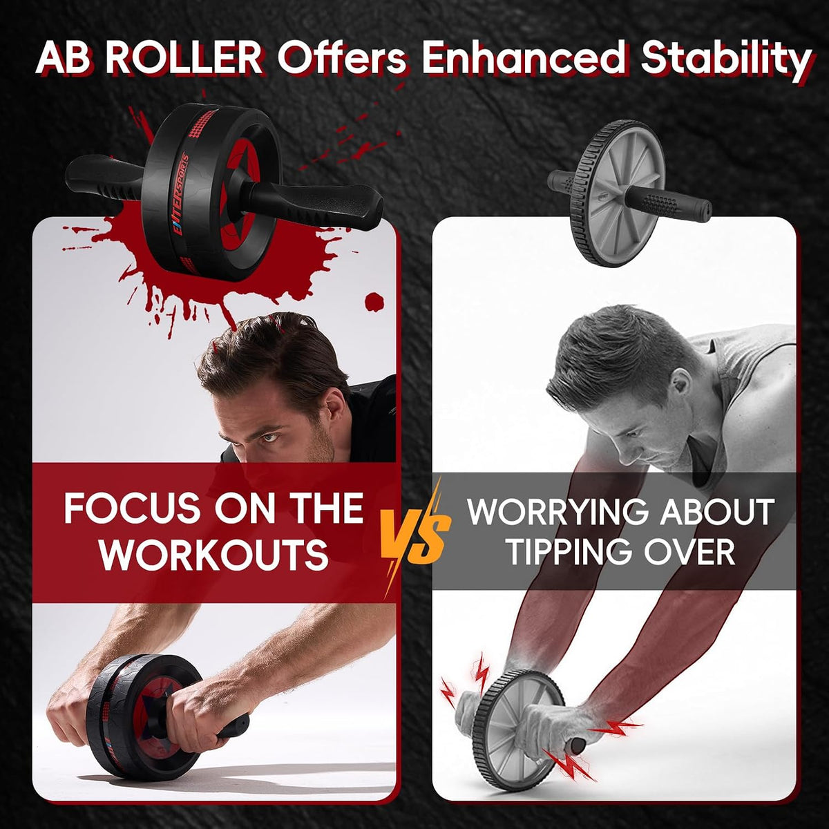 Ab Roller Wheel for Abs Workout with 2 Knee Pads for Home Gym