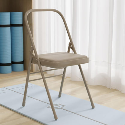 Yoga Assist Chair,Pilates Yoga Chair Freestanding Inversion Chair Folding Balance Training Yoga Stool 44x47x80cm,Beige