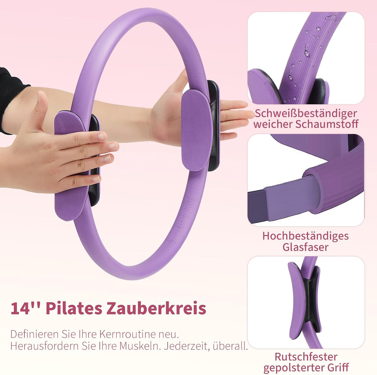 Pilates Ring Set for Women, Pilates Equipment with 5 Resistance Bands & Accessories, Pilates Ball, 14'' Magic Circle Hoop, Pilates Starter Kit for Beginners at Home