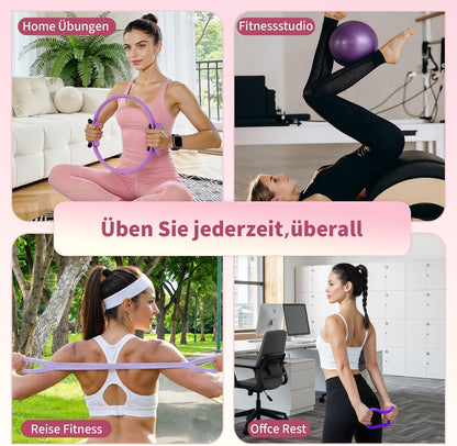 Pilates Ring Set for Women, Pilates Equipment with 5 Resistance Bands & Accessories, Pilates Ball, 14'' Magic Circle Hoop, Pilates Starter Kit for Beginners at Home