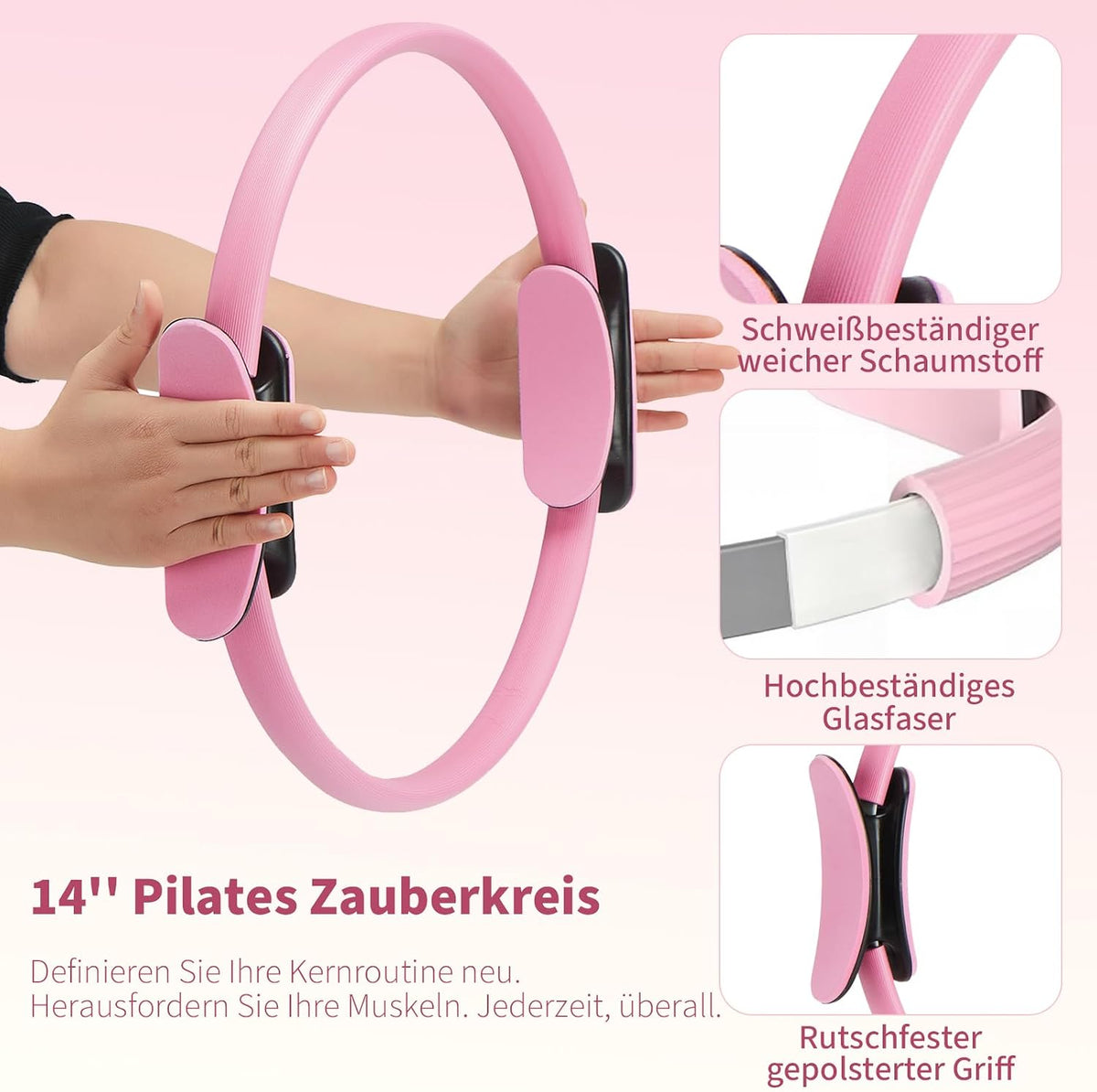 Pilates Ring Set for Women, Pilates Equipment with 5 Resistance Bands & Accessories, Pilates Ball, 14'' Magic Circle Hoop, Pilates Starter Kit for Beginners at Home
