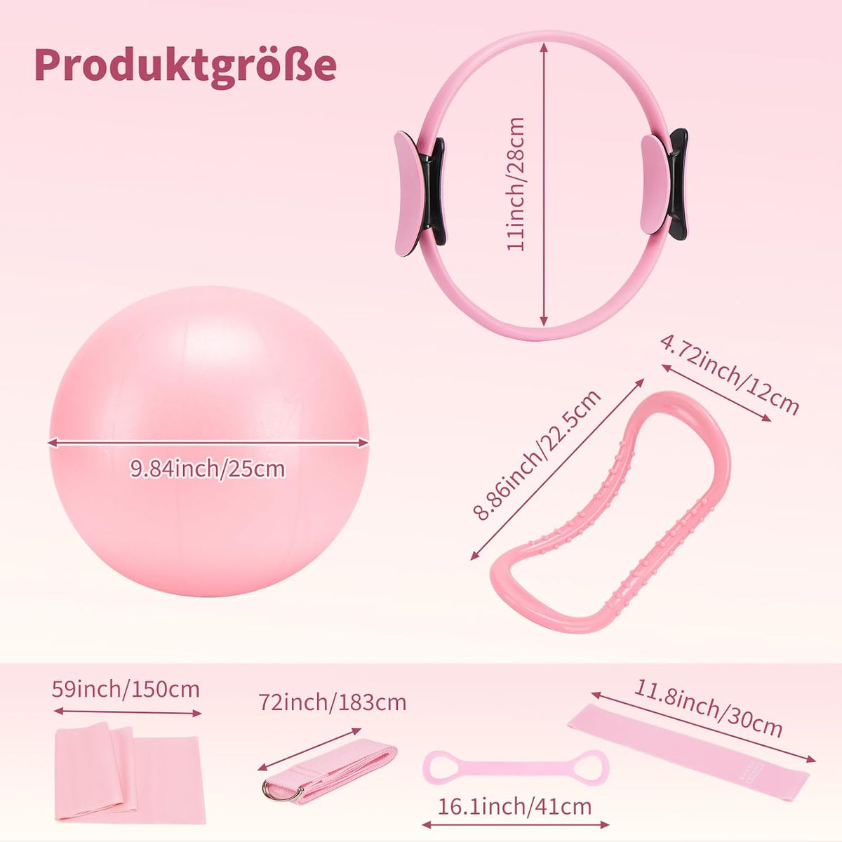 Pilates Ring Set for Women, Pilates Equipment with 5 Resistance Bands & Accessories, Pilates Ball, 14'' Magic Circle Hoop, Pilates Starter Kit for Beginners at Home