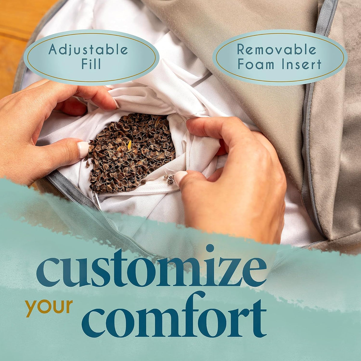 Meditation Cushion Velvet Floor Pillow with Buckwheat Fill