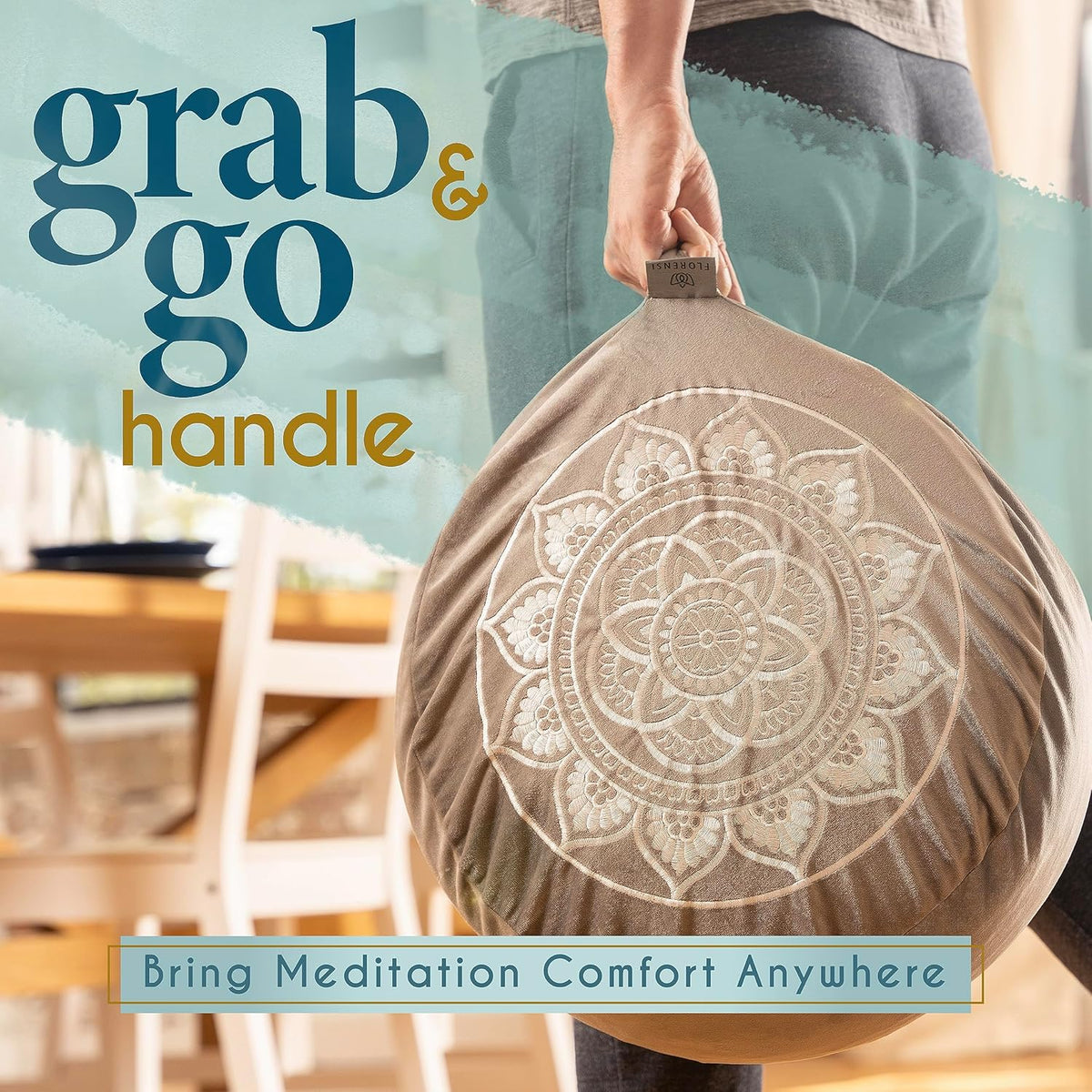Meditation Cushion Velvet Floor Pillow with Buckwheat Fill