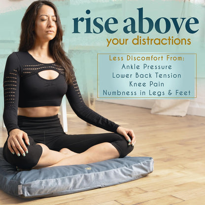 Meditation Cushion Velvet Floor Pillow with Buckwheat Fill