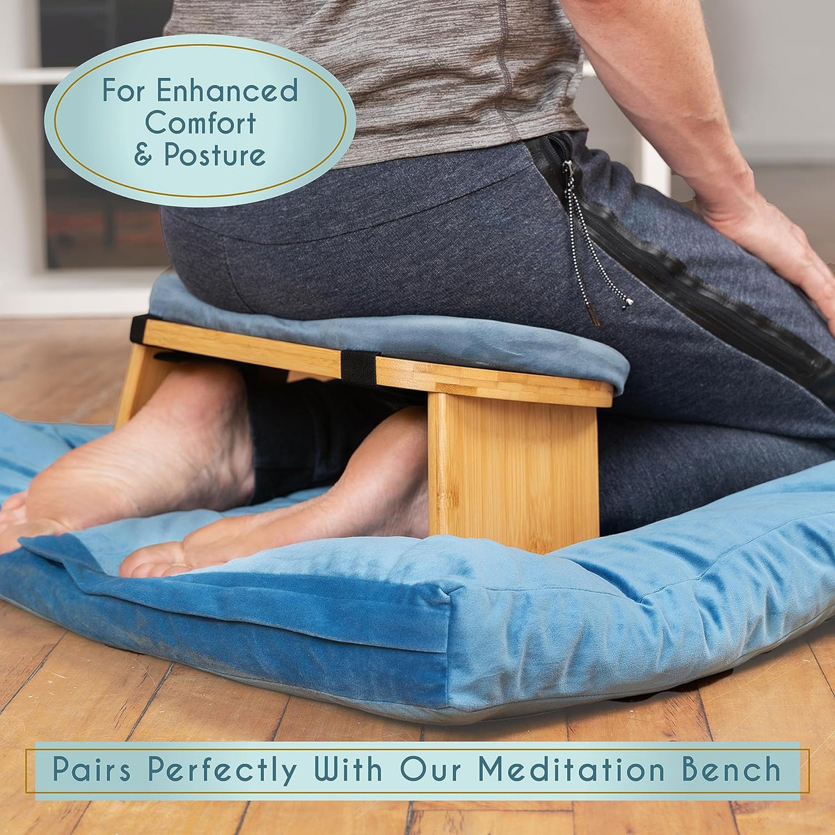 Meditation Cushion Velvet Floor Pillow with Buckwheat Fill