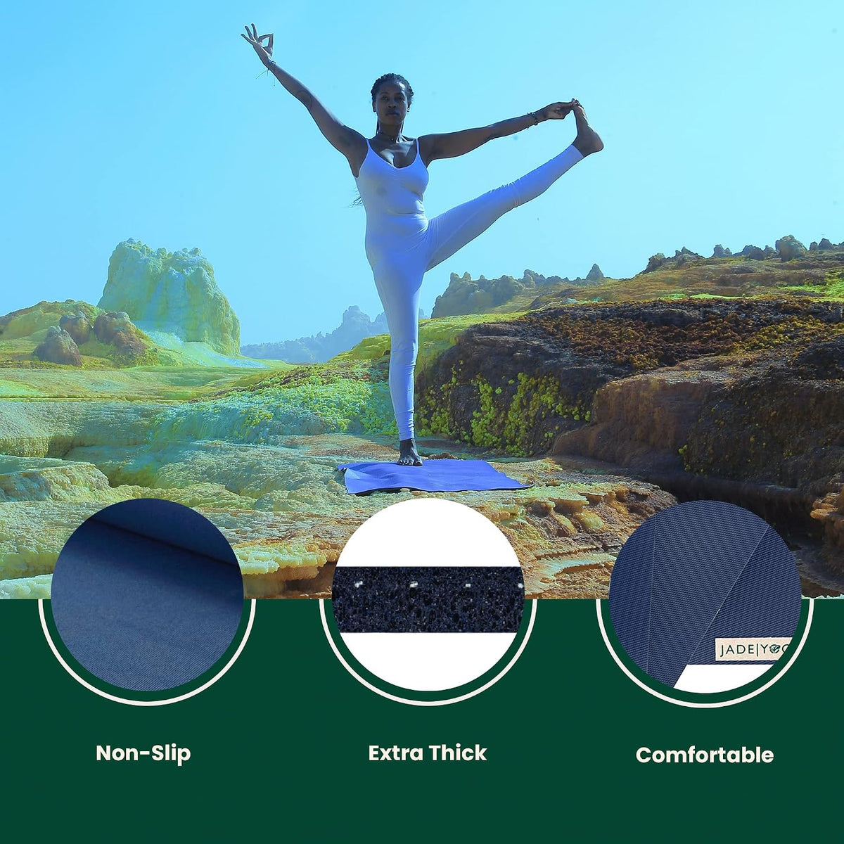 Jade Fusion Yoga Mat, Luxurious Comfort & Sturdy Workout Mats for Home Gym, 68" and 74" Yoga Mat Thick, Non-Slip Workout Mat with Extra Strong Grip, US Made Yoga Mats