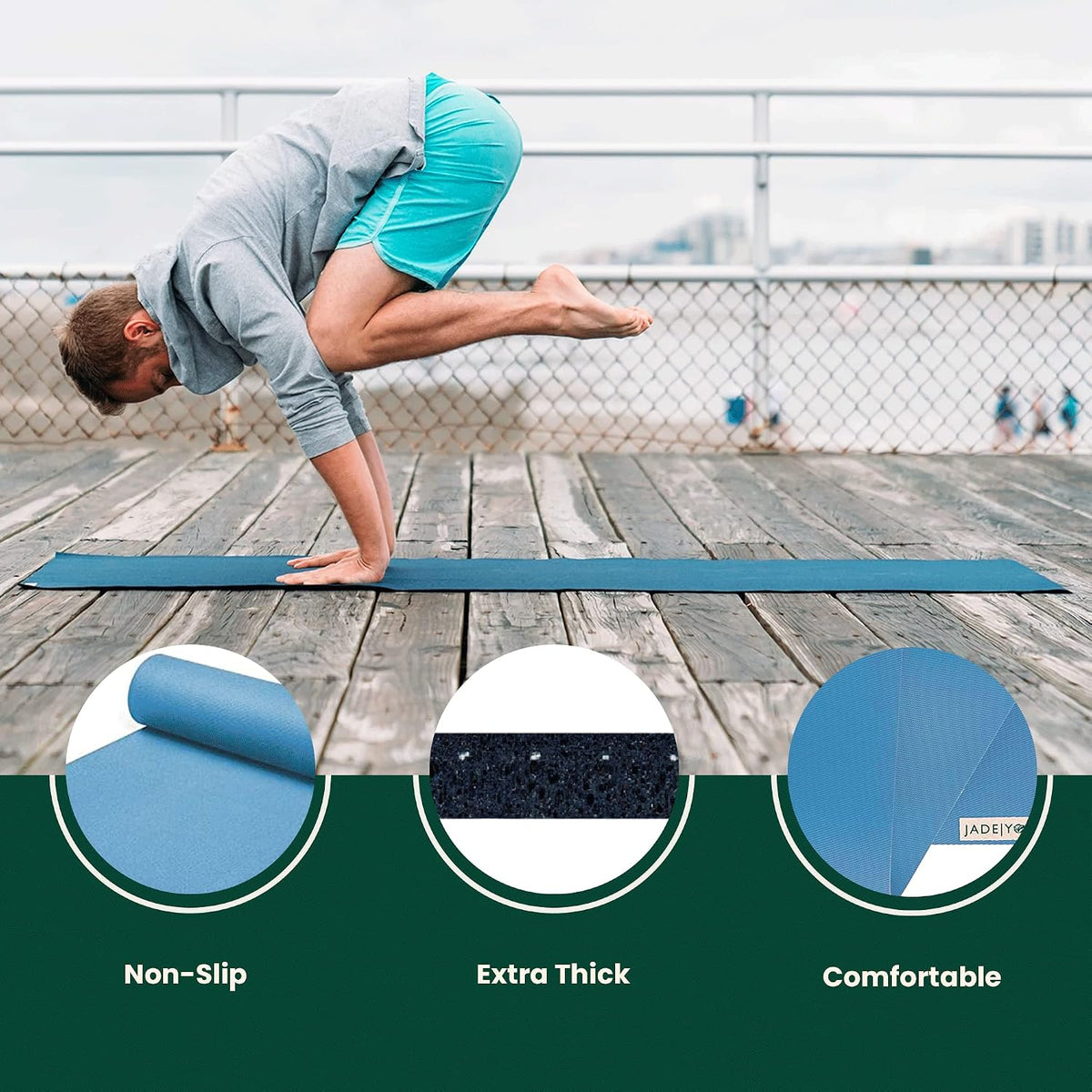 Jade Fusion Yoga Mat, Luxurious Comfort & Sturdy Workout Mats for Home Gym, 68" and 74" Yoga Mat Thick, Non-Slip Workout Mat with Extra Strong Grip, US Made Yoga Mats