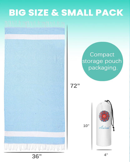 Antfuny 2 Packs Turkish Beach Towel Jumbo Extra Large XL XXL Big Oversized Giant Huge Thin Outdoor Picnic Accessories Airplane Travel Essentials Camping Gears Must Haves Yard Yoga Mat Coral
