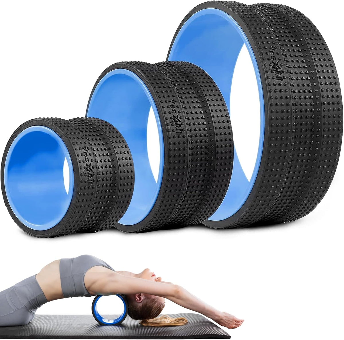 Yoga Wheel Roller, 500 lb Capacity Back Cracker Roller for Comfort HIPS & Neck, Available in 6”/10”/12” Sizes