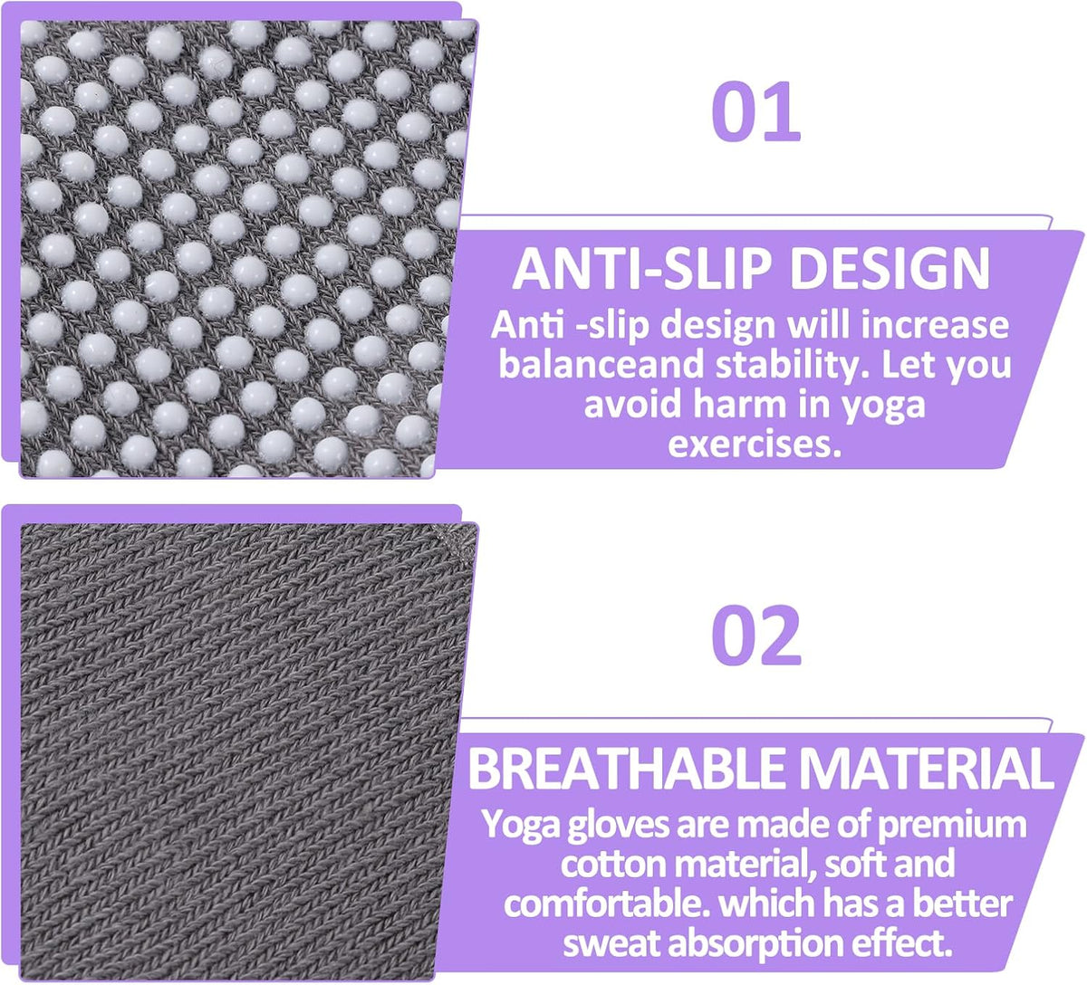 Fingerless Non Slip Gym Gloves for Women 2 Pairs Silicone Non Slip Pilates Gloves for Yoga Fitness Sports Gym One Size Fits Most Women