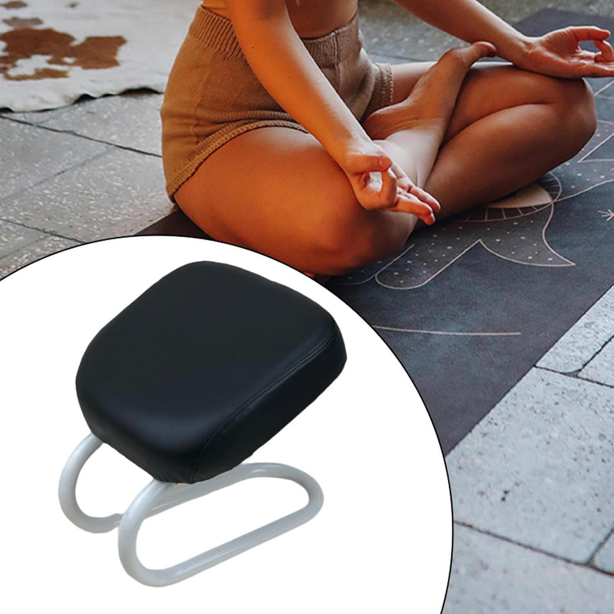Meditation Bench, Adjustable Height Kneeling Stool with Thick Cushion, Deep Red Seiza Chair for Yoga Zen Prayer Practice