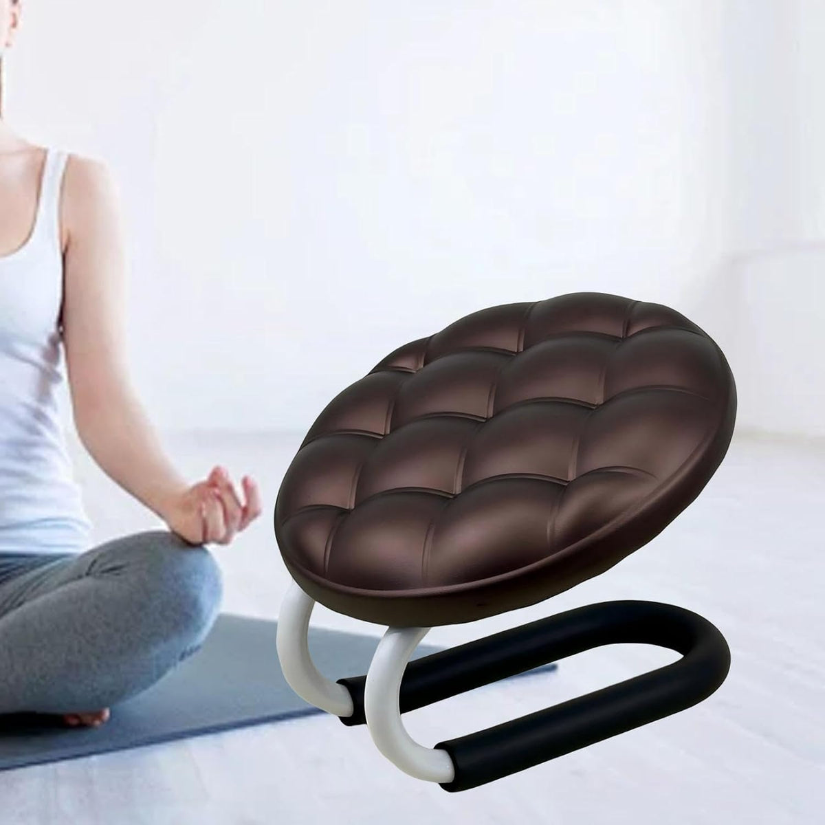 Meditation Bench, Adjustable Height Kneeling Stool with Thick Cushion, Deep Red Seiza Chair for Yoga Zen Prayer Practice