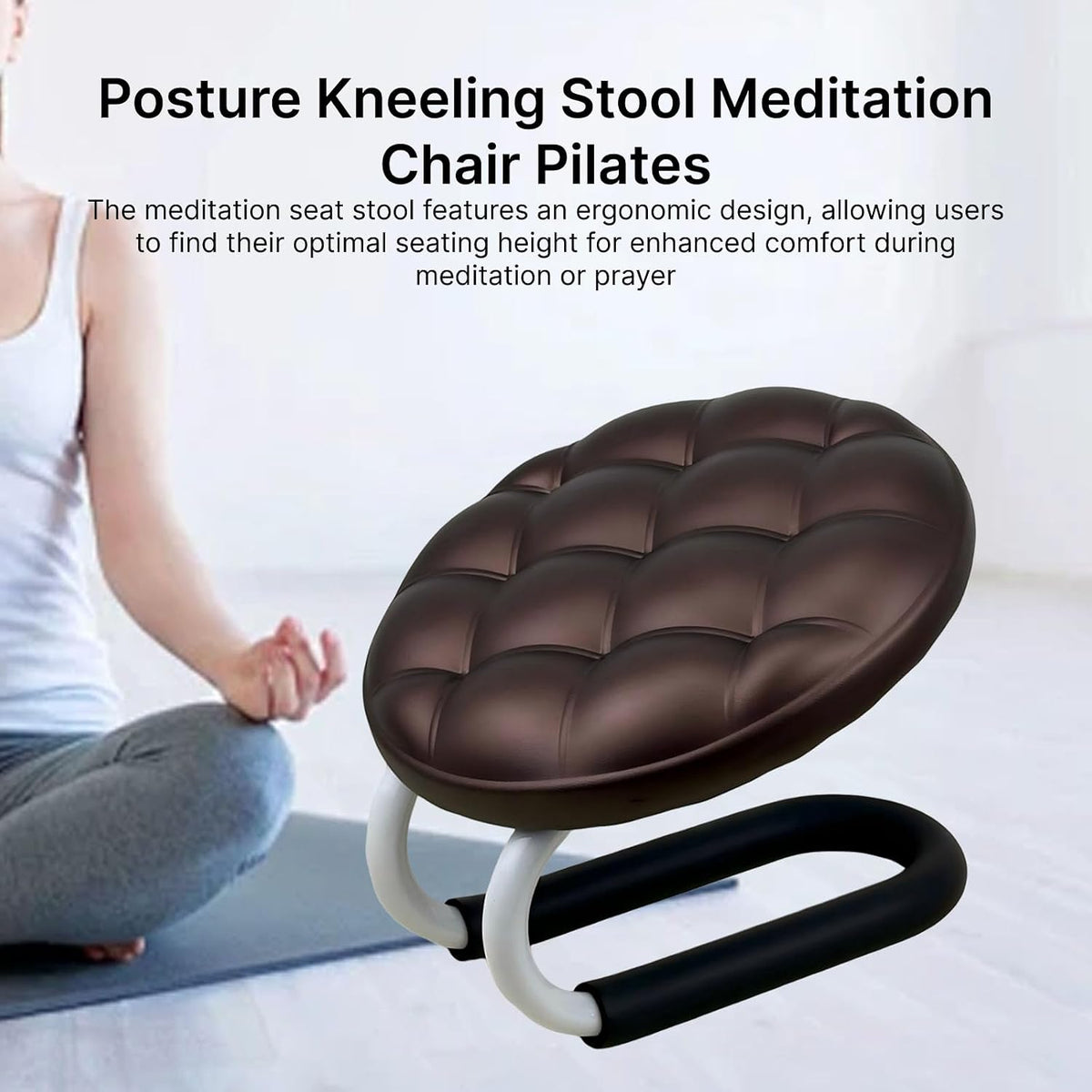 Meditation Bench, Adjustable Height Kneeling Stool with Thick Cushion, Deep Red Seiza Chair for Yoga Zen Prayer Practice