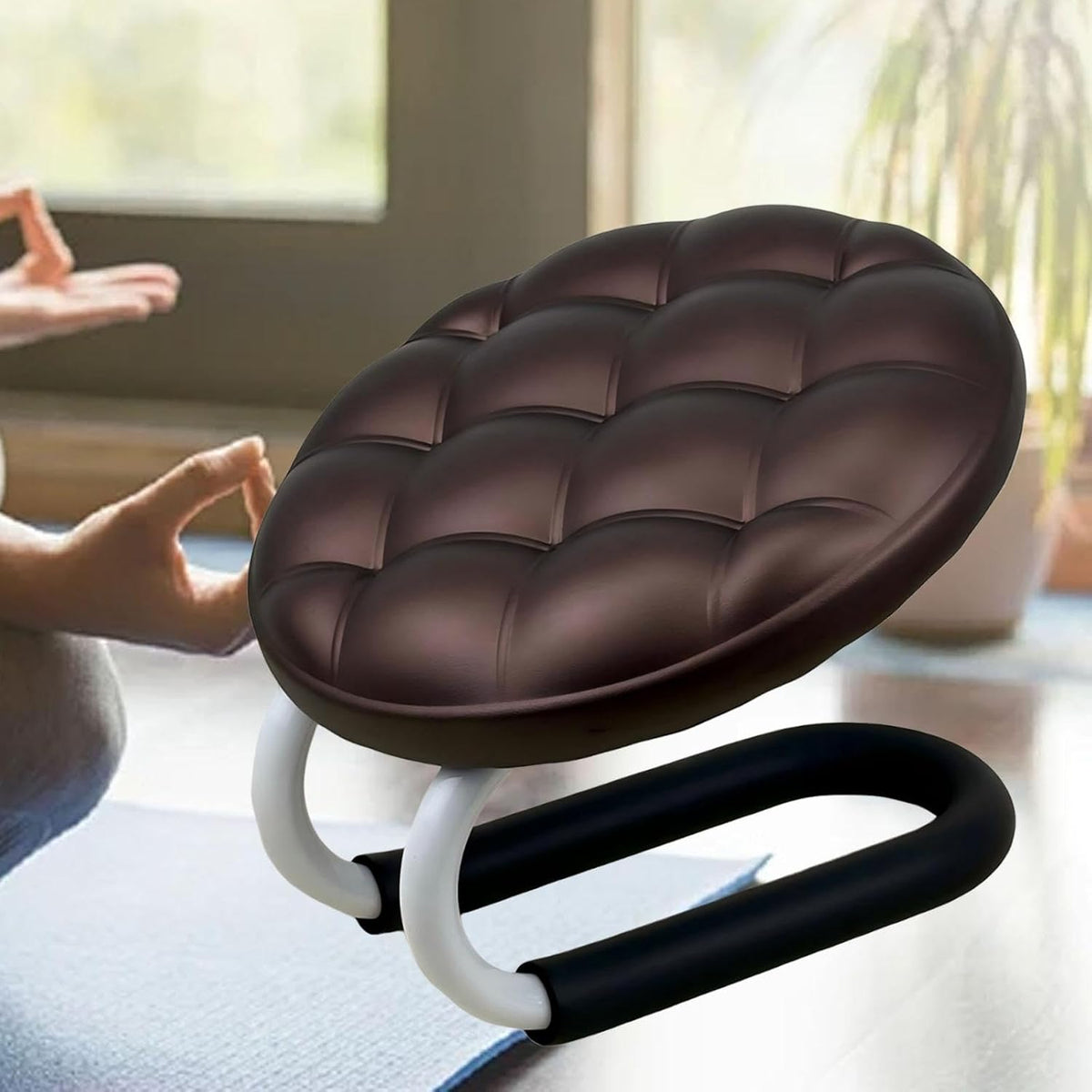 Meditation Bench, Adjustable Height Kneeling Stool with Thick Cushion, Deep Red Seiza Chair for Yoga Zen Prayer Practice